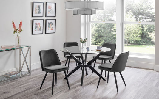 Set Of Hayden Table & 4 Burgess Grey Chairs