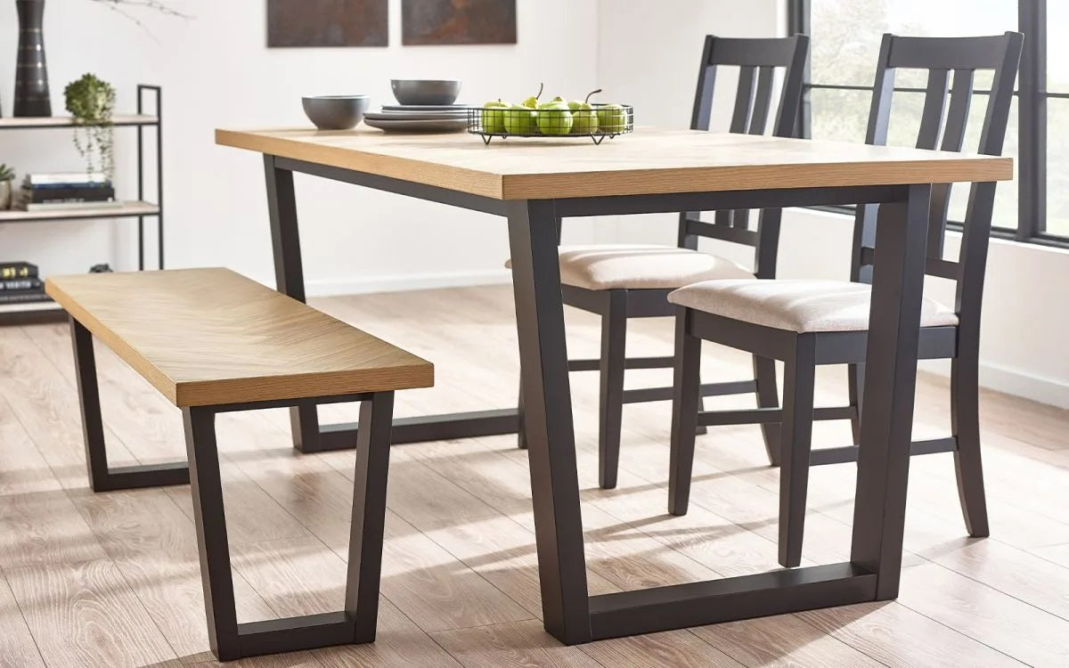 Set Of Hilton Dining Table, Bench & 2 Hilton Dining Chairs