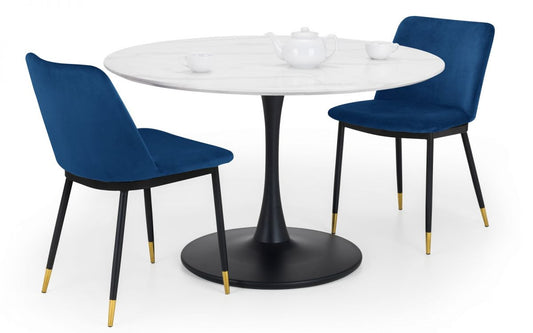 Set Of Holland Round Table & 2 Delaunay Blue Chairs