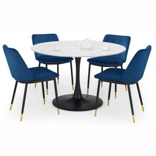 Set Of Holland Round Table & 4 Delaunay Blue Chairs