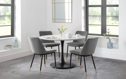 Set Of Holland Round Table & 4 Delaunay Grey Chairs