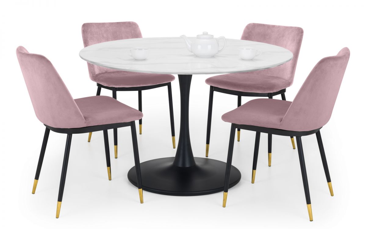 Set Of Holland Round Table & 4 Delaunay Pink Chairs