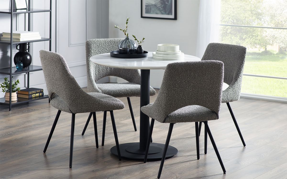 Set Of Luca Round Table & 4 Iris Grey Chairs