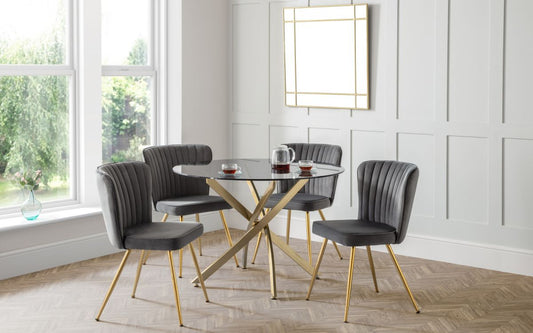 Set Of Montero Round Table & 4 Cannes Grey Chairs