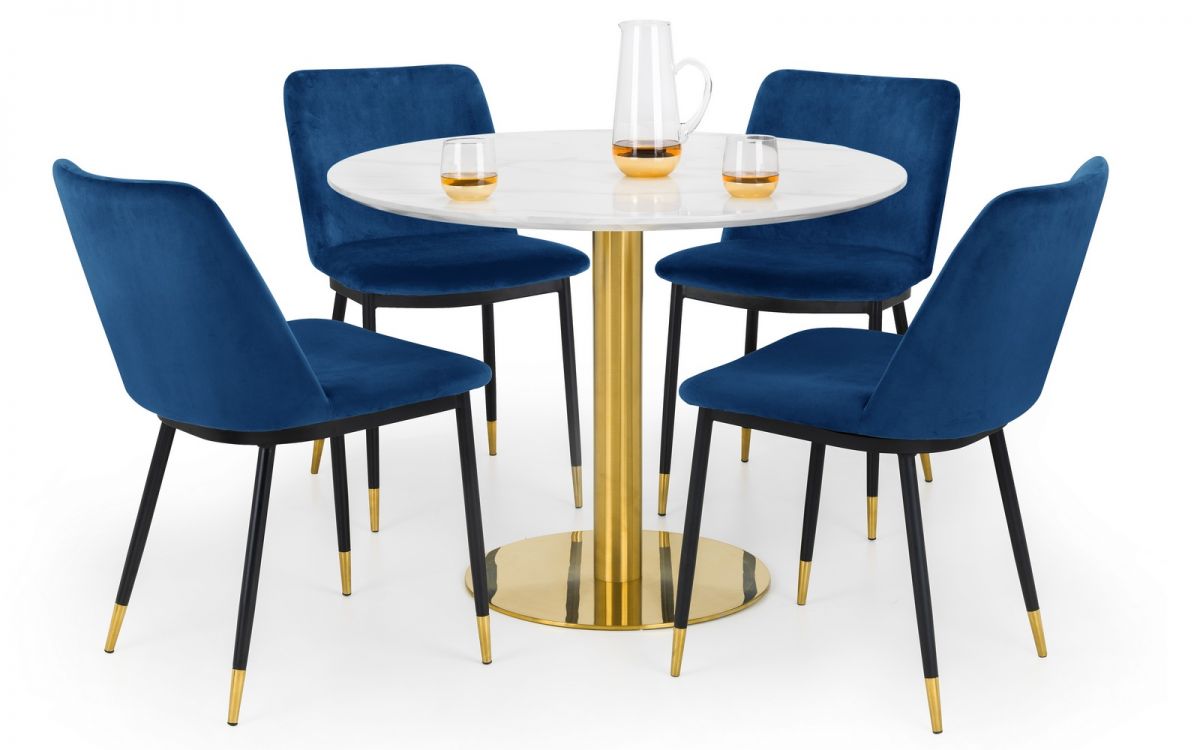 Set Of Palermo Round Table & 4 Delaunay Blue Chairs