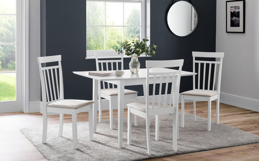 Set Of Rufford White Table & 4 Coast White Chairs