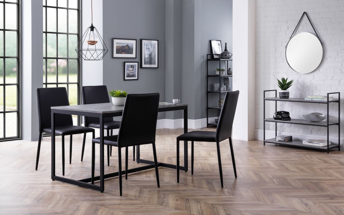 Set Of Staten Dining Table & 4 Jazz Black Chairs