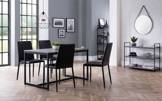 Set Of Staten Dining Table & 4 Jazz Black Chairs