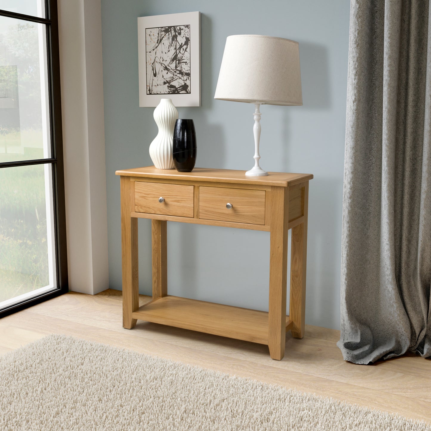 Shankar Furniture Oak Madrid Range Console Table