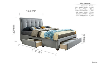 Birlea Shelby 4ft6 Double Grey Fabric Bed Frame