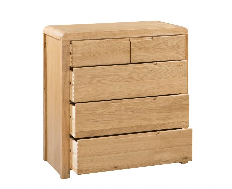 Shop Curve Solid Oak 3+2 Drawer Chest Free UK Delivery