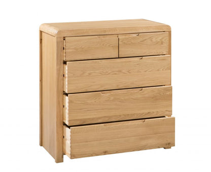 Shop Curve Solid Oak 3+2 Drawer Chest Free UK Delivery