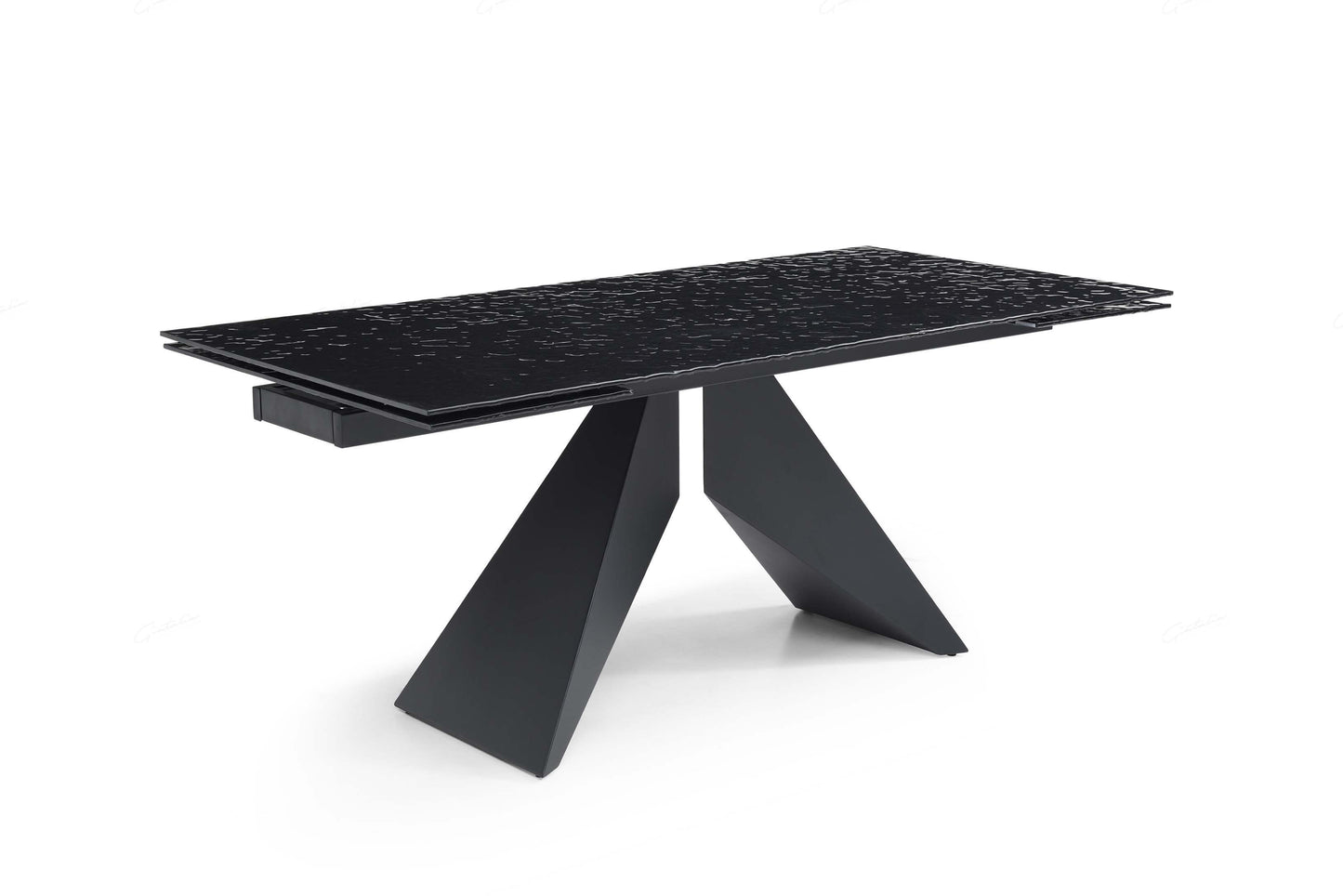 Giatalia Silux 180-260cm Carbon Black Reinforced Glass Extending Dining Table