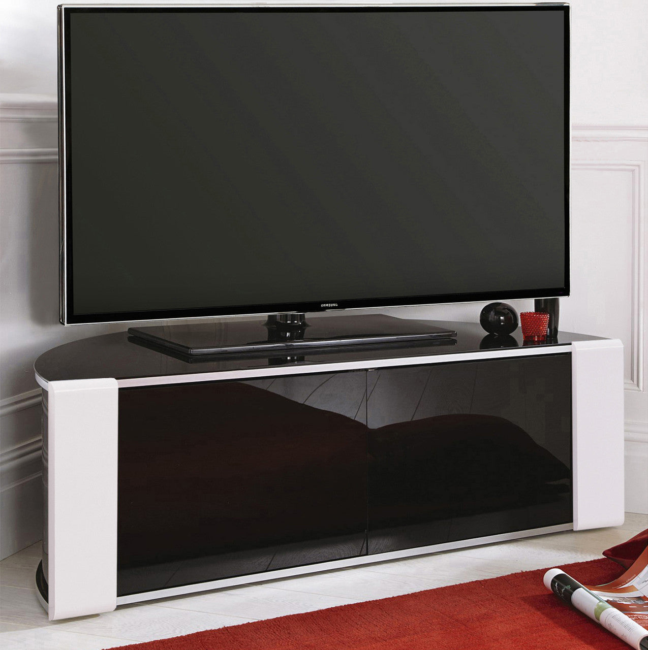 Sirius 1200 Black/White 55 Inches Corner TV Unit Stand MDA Designs