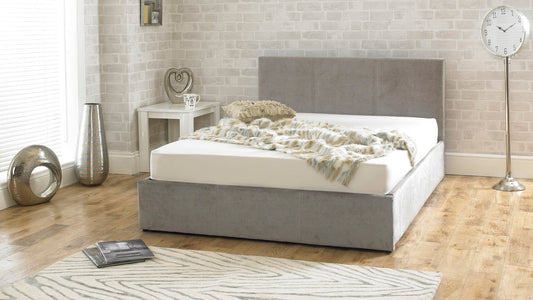 Emporia Stirling 6ft Super Kingsize Stone Chenille Fabric Ottoman Bed