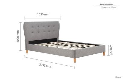 Birlea Stockholm 4ft6 Double Grey Fabric Bed Frame