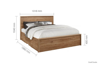 Birlea Stockwell 4ft Small Double Rustic Oak Wooden Bed Frame with Drawers