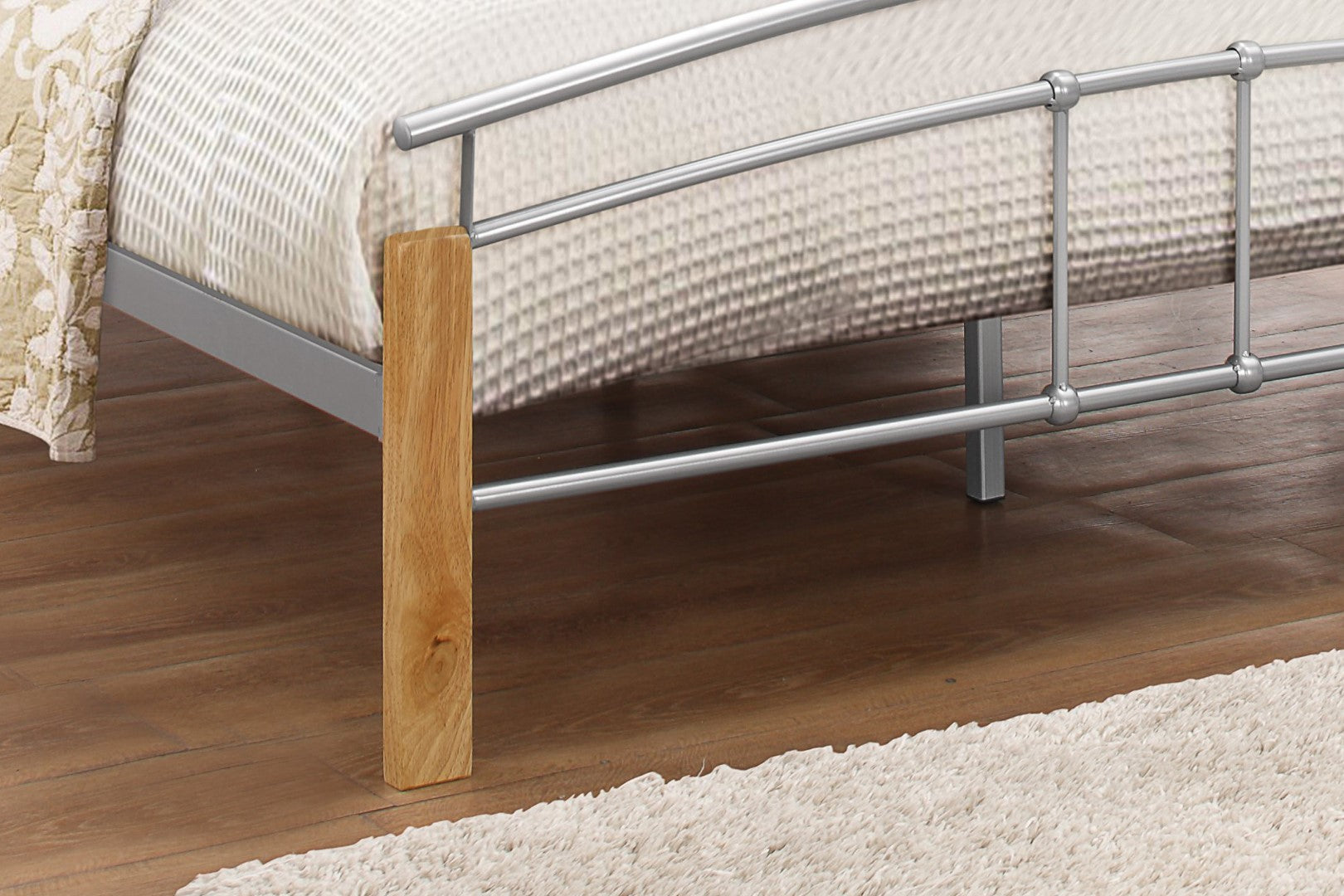 Birlea Tetras 5ft Kingsize Beech & Silver Metal Bed Frame