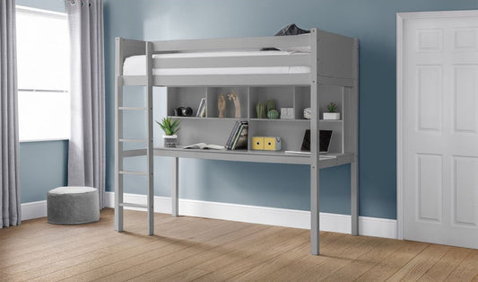 Julian Bowen Titan Dove Grey Wooden High Sleeper Kids Beds