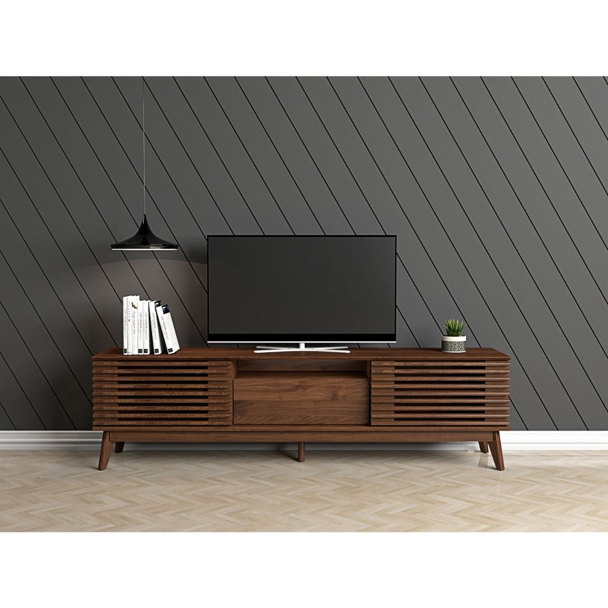 180cm TV Cabinet Columbian Walnut Free UK Delivery