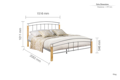 Birlea Tetras 5ft Kingsize Beech & Silver Metal Bed Frame