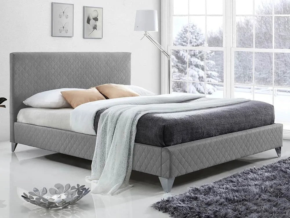 Time Living Brooklyn 4ft6 Double Light Grey Fabric Bed Frame