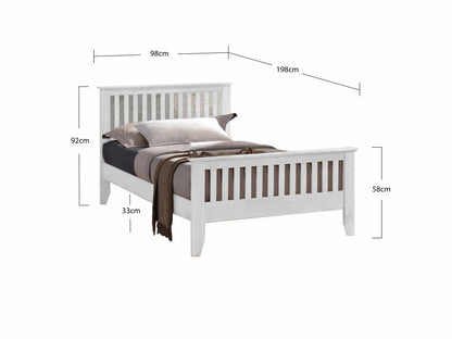 Time Living Turin 3ft Single White Wood Bed Frame