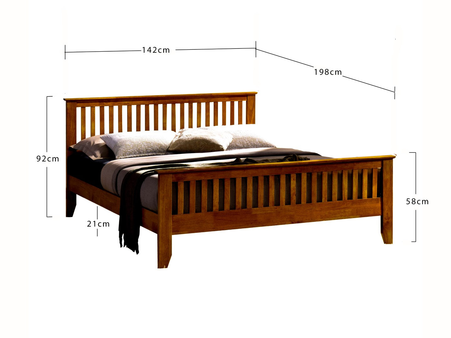 Time Living Turin 4ft6 Double Honey Oak Wood Bed Frame