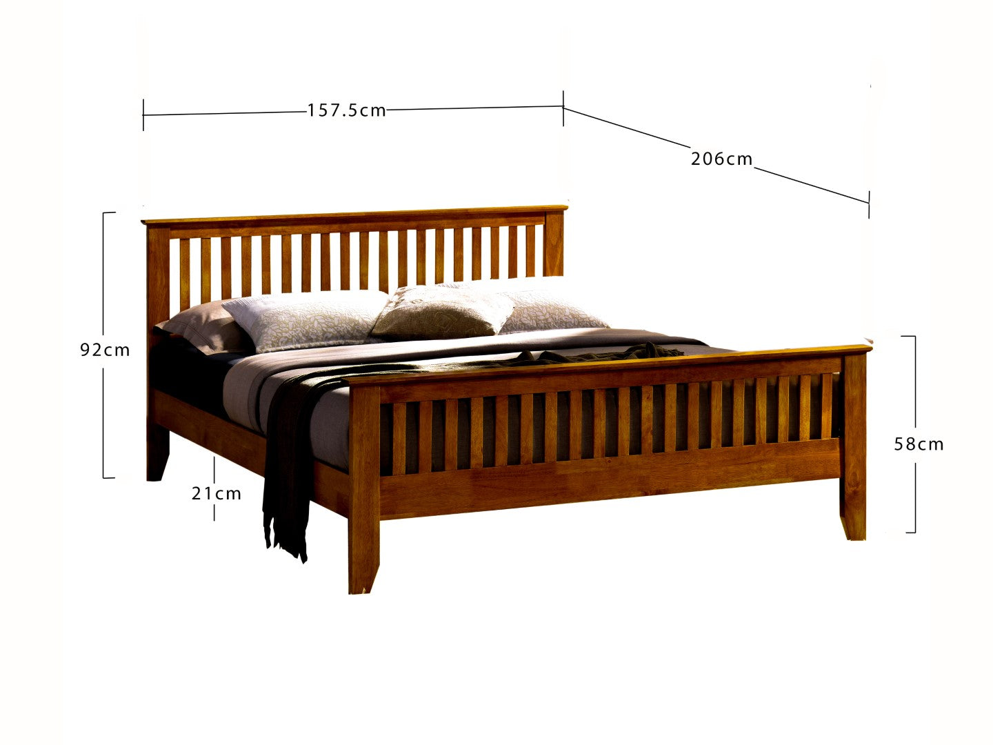Time Living Turin 5ft Kingsize Honey Oak Wood Bed Frame