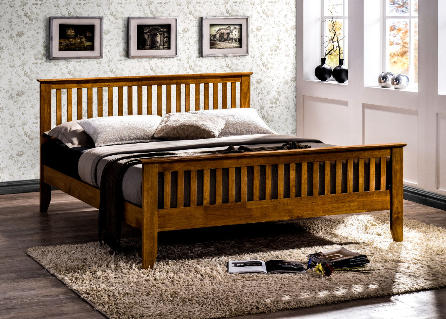Time Living Turin 4ft6 Double Honey Oak Wood Bed Frame