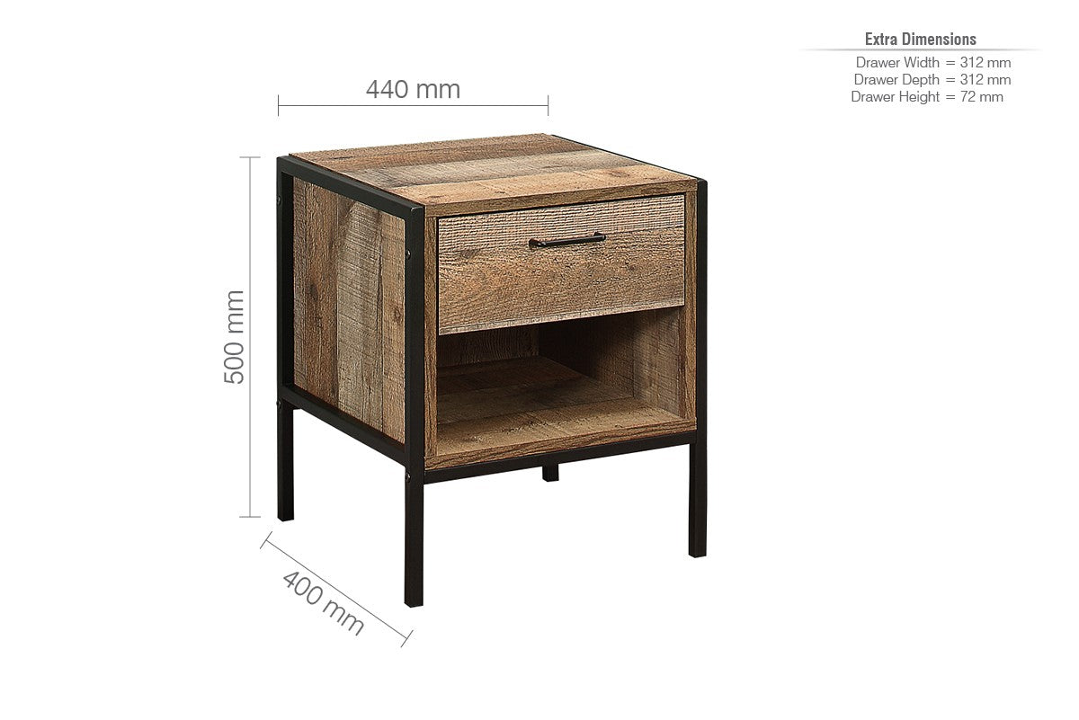 Birlea Urban Brown 1 Drawer Bedside