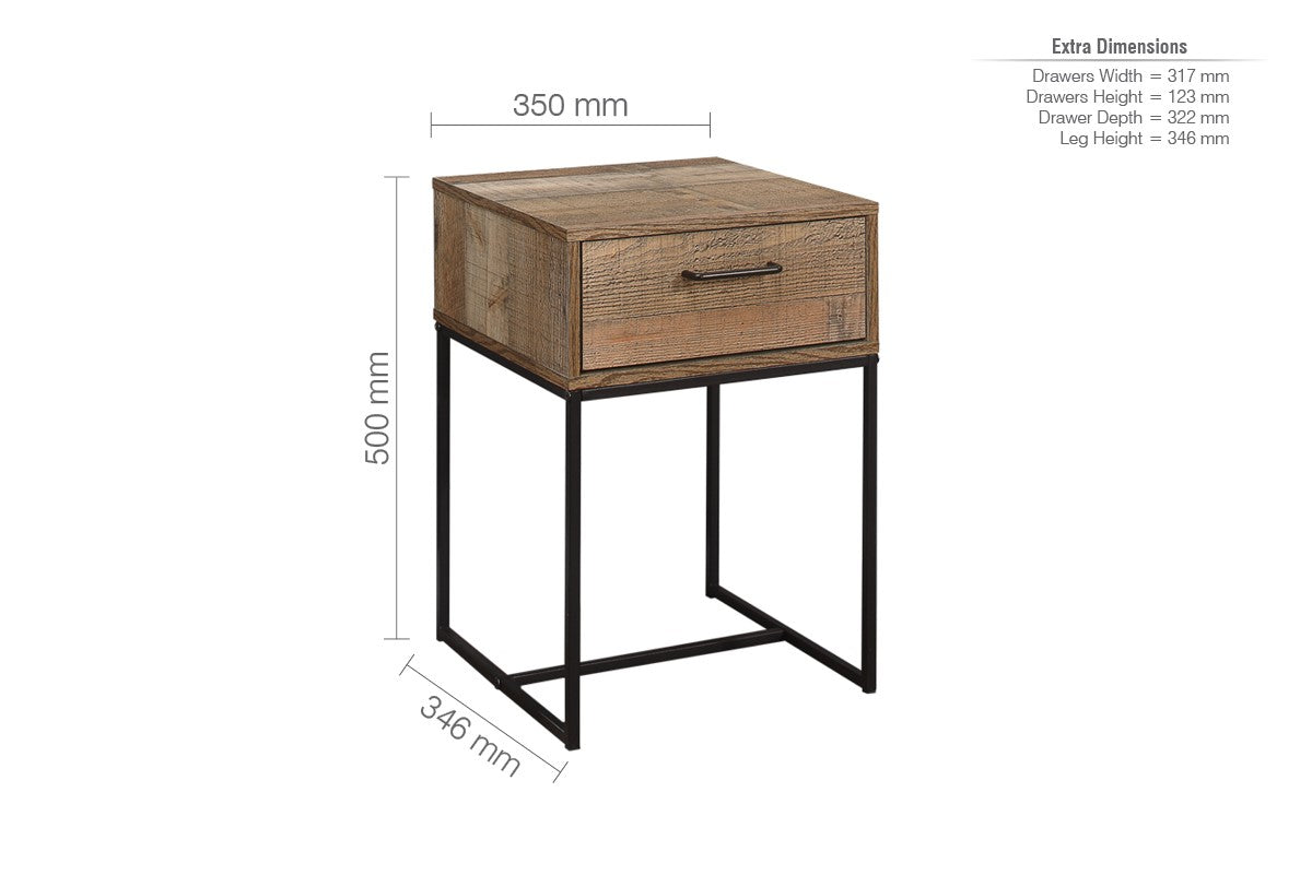 Birlea Urban Brown 1 Drawer Narrow Bedside