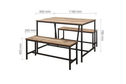 Birlea Urban Brown Dining Table & Bench Set