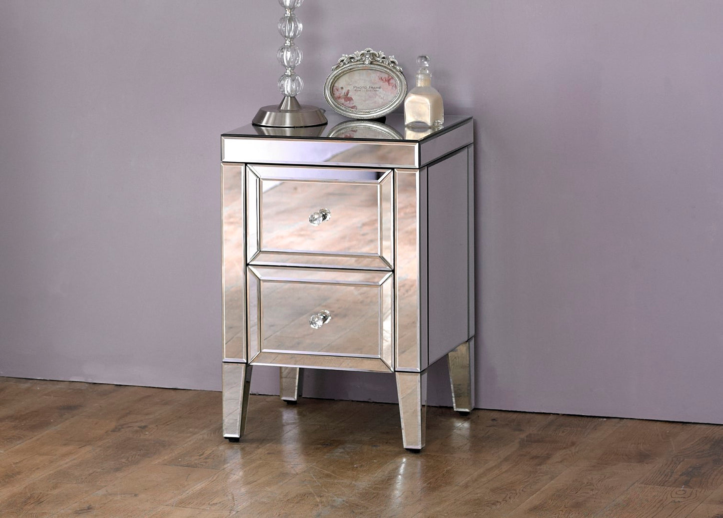 Birlea Valencia Glass 2 Drawer Bedside