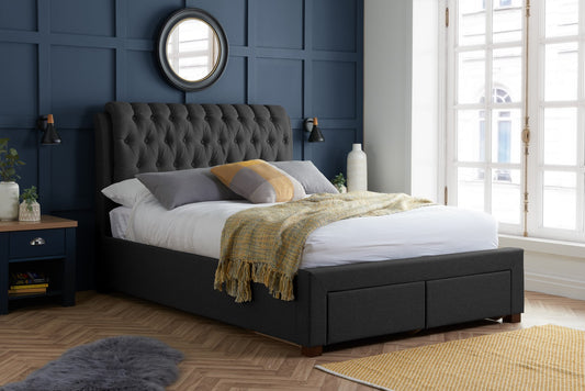 Birlea Valentino 4ft6 Double Charcoal Fabric Bed Frame