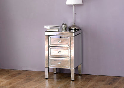 Birlea Valencia Glass 3 Drawer Bedside