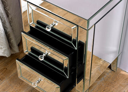 Birlea Valencia Glass 3 Drawer Bedside