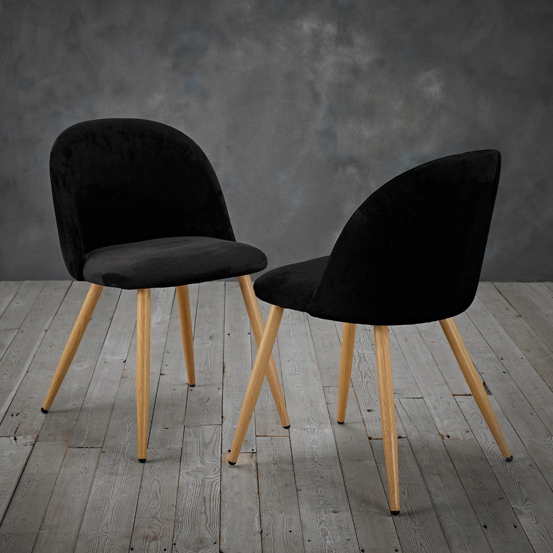 LPD Venice Black Velvet Dining Chairs