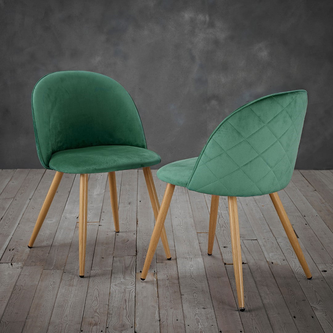 LPD Venice Green Velvet Dining Chairs