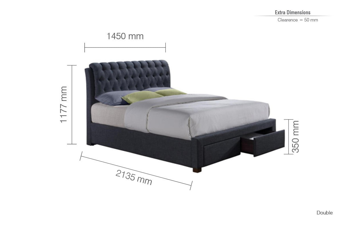 Birlea Valentino 4ft6 Double Charcoal Fabric Bed Frame