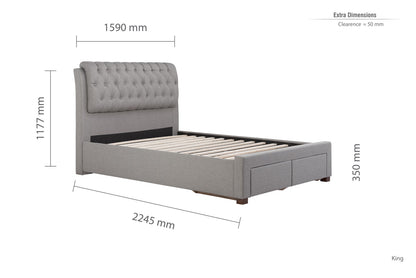 Birlea Valentino 5ft Kingsize Grey Fabric Bed Frame