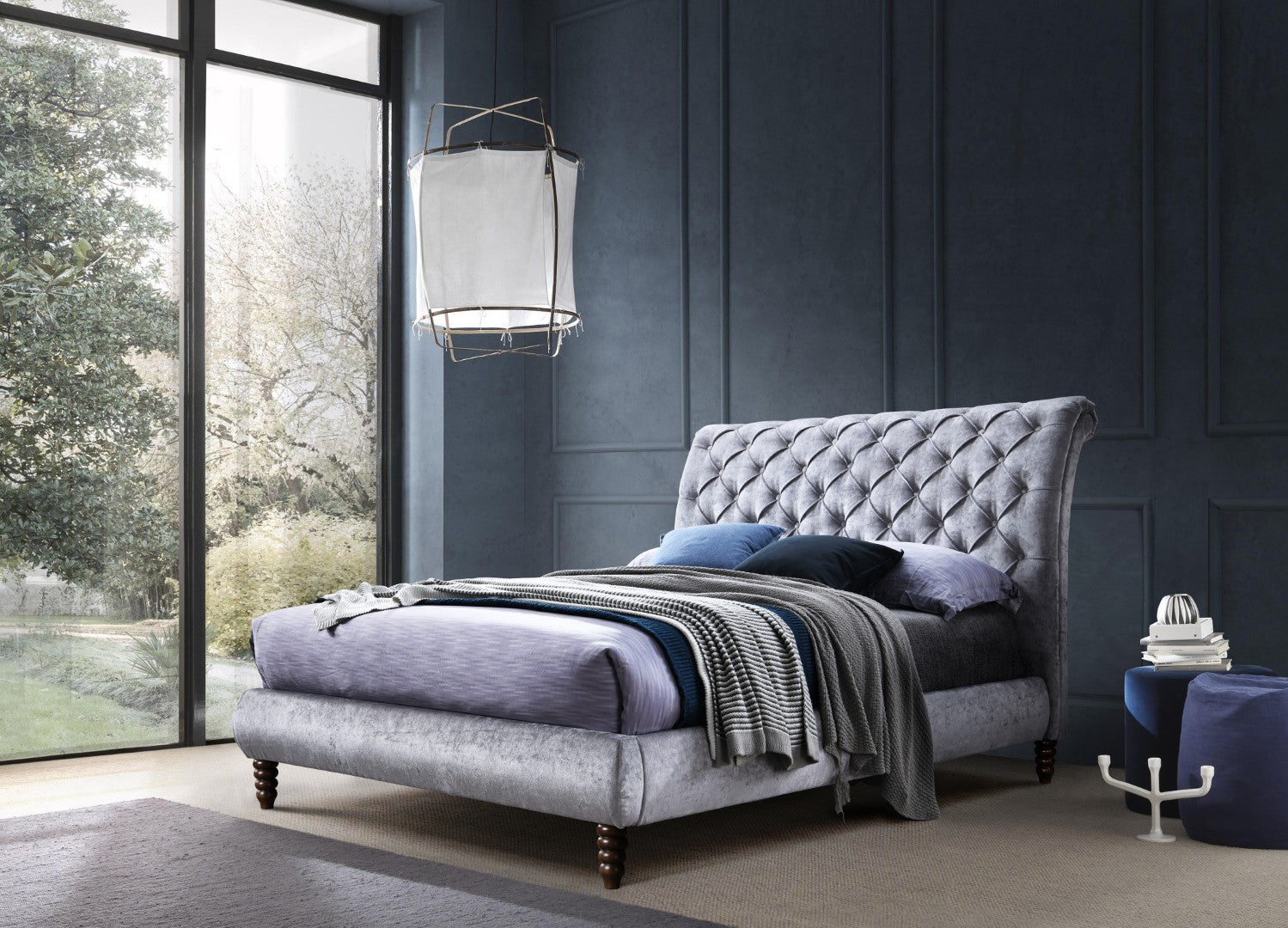 Time Living Venice 5ft Kingsize Grey Fabric Bed Frame