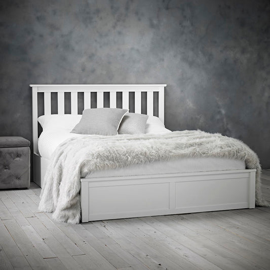 LPD Oxford 5ft Kingsize White Wooden Ottoman Bed Frame