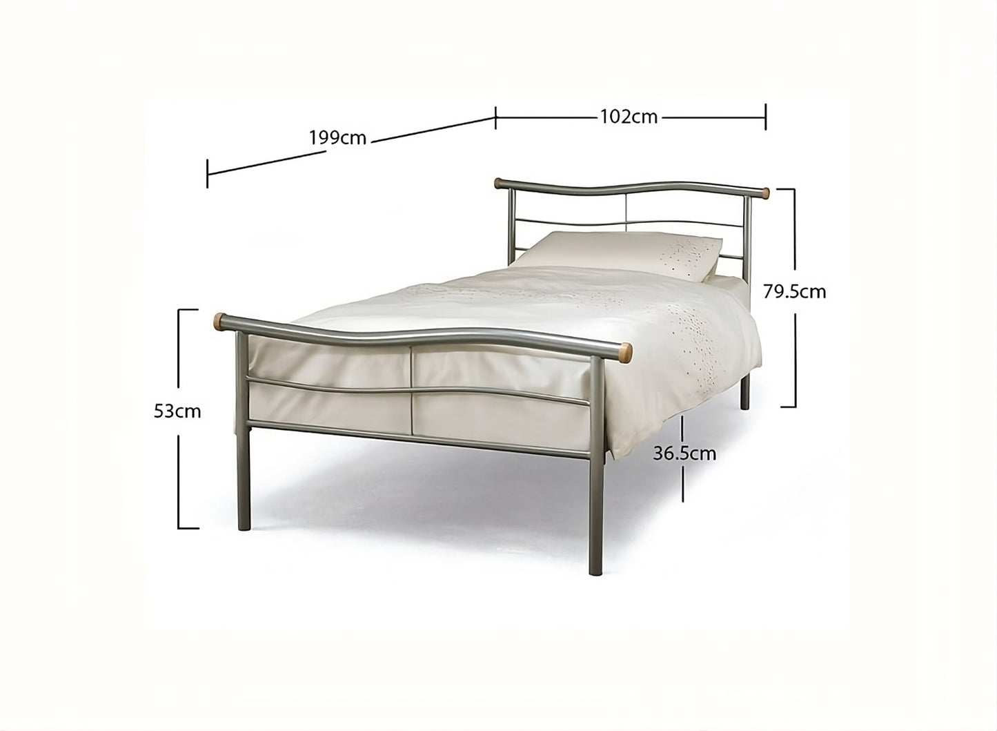 Time Living Waverley 3ft Single Silver Metal Bed Frame
