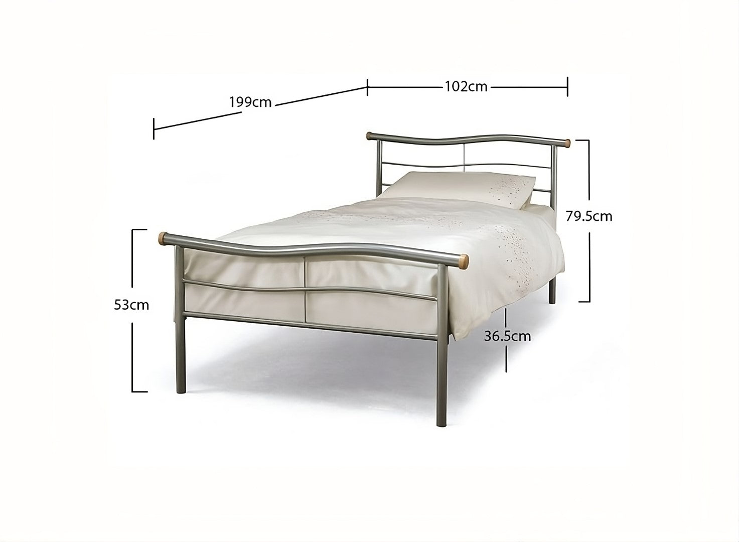 Time Living Waverley 3ft Single Silver Metal Bed Frame