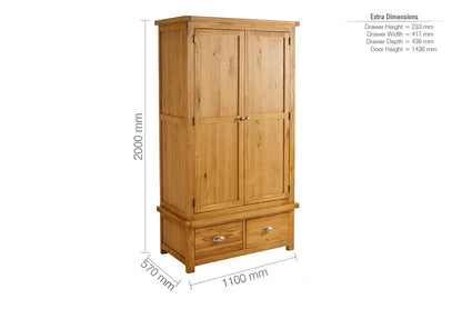 Birlea Woburn Brown 2 Door 2 Drawer Wardrobe