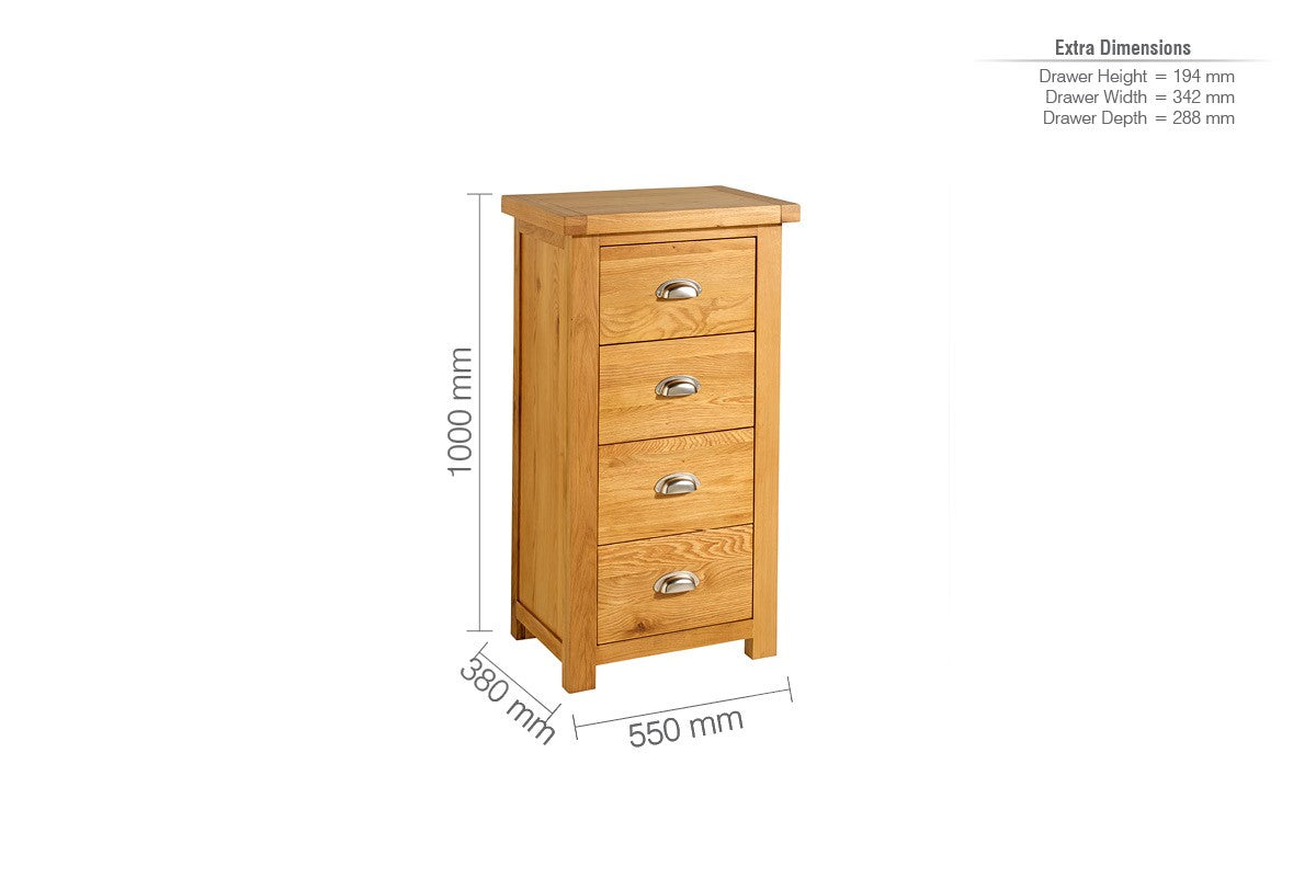 Birlea Woburn Brown 4 Drawer Narrow Chest