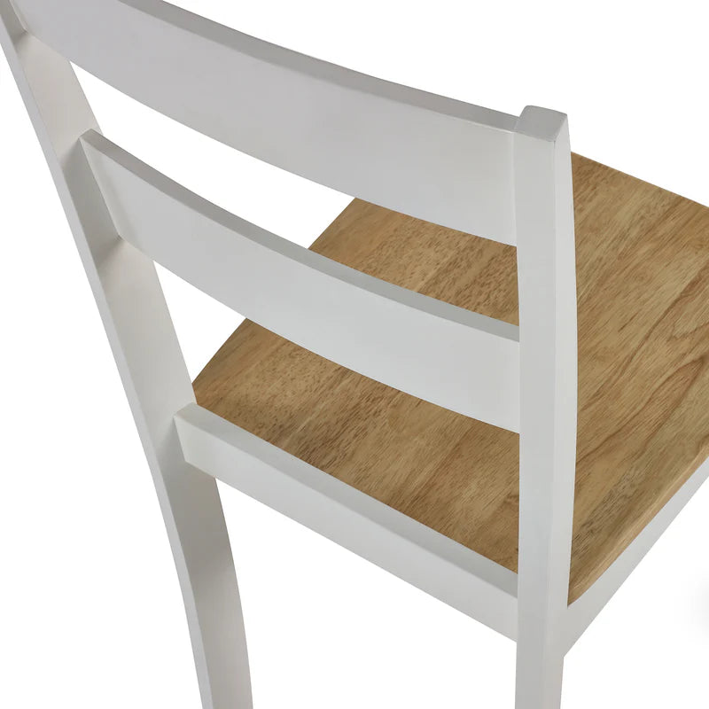White chair with wooden seat and backrest on a white background