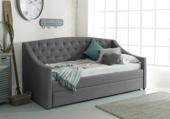 Flair Furnishings Aurora Grey Fabric Single Daybed with Trundle