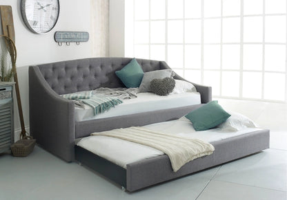 Flair Furnishings Aurora Grey Fabric Single Daybed with Trundle